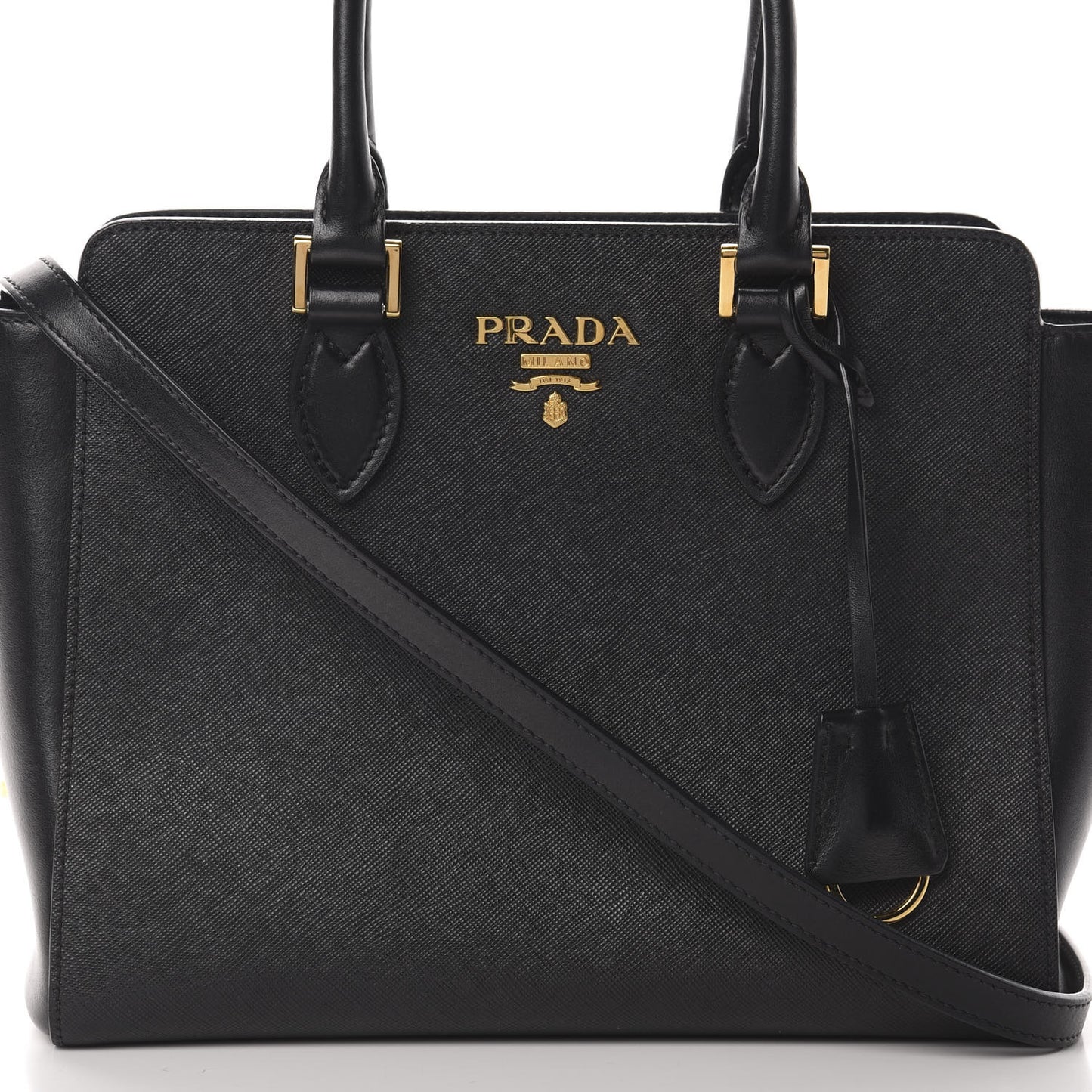 Saffiano Soft Calfskin Small Zippered Tote Black