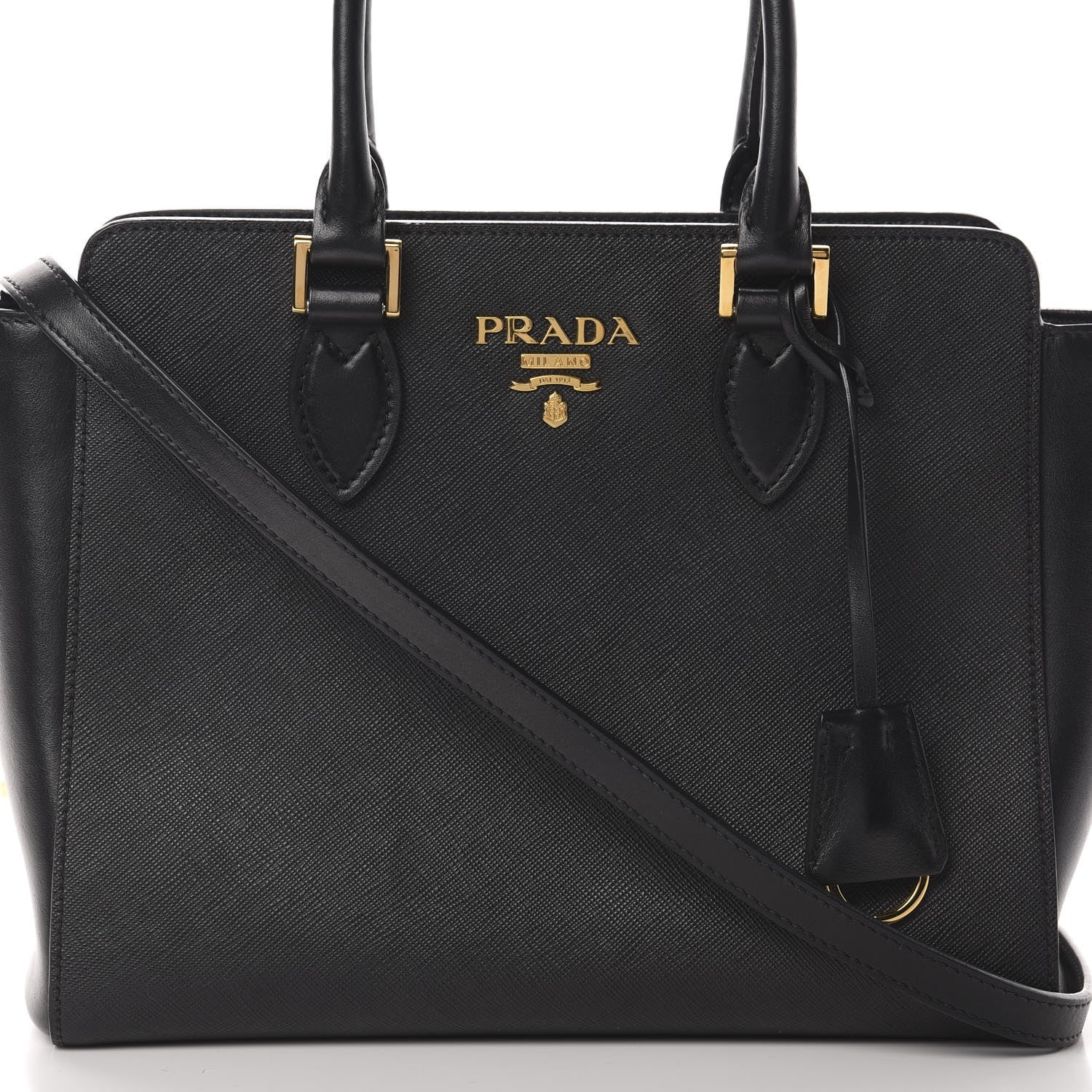 Prada Saffiano Soft Calfskin Small Zippered Tote Black 9 of 12