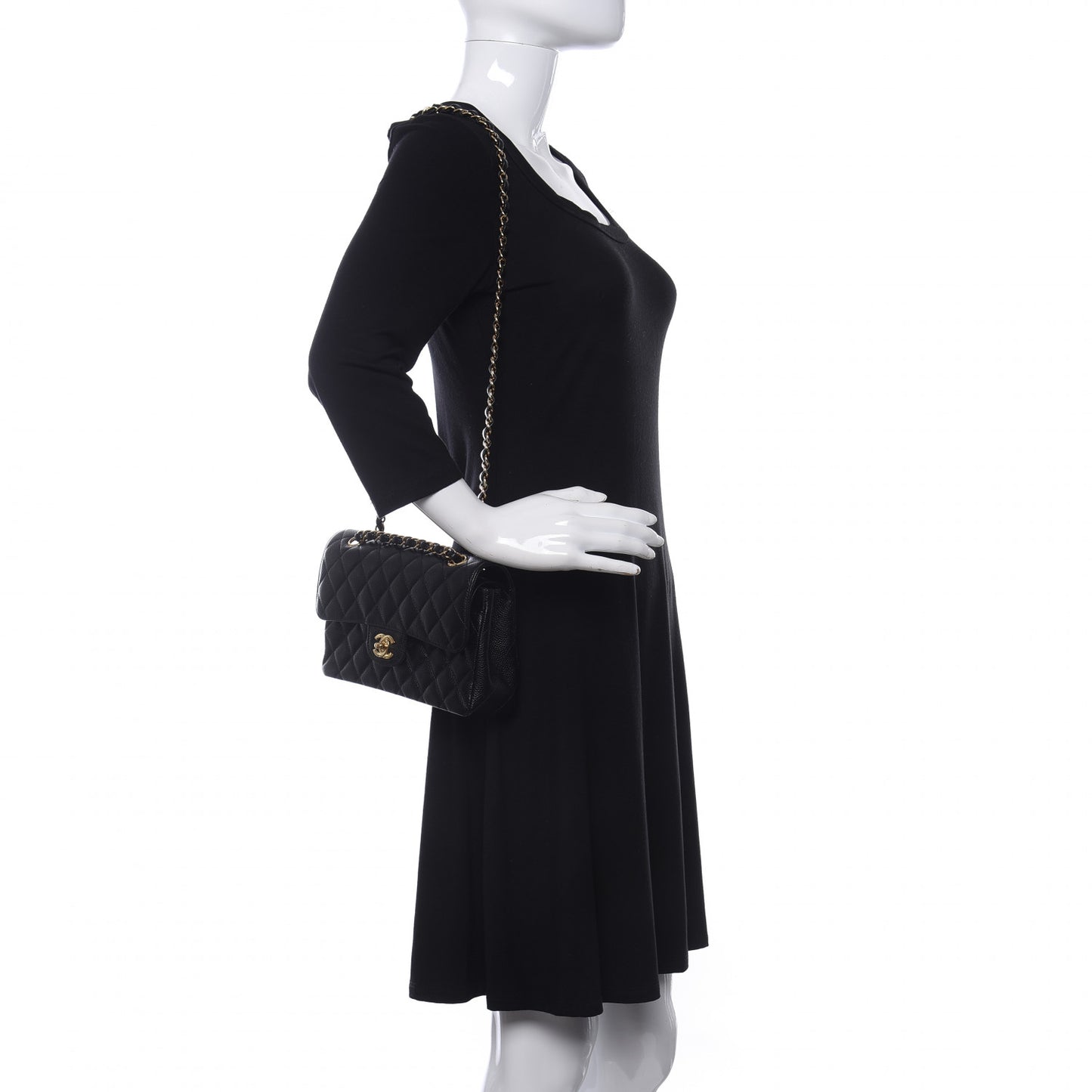 Caviar Quilted Small Double Flap Black