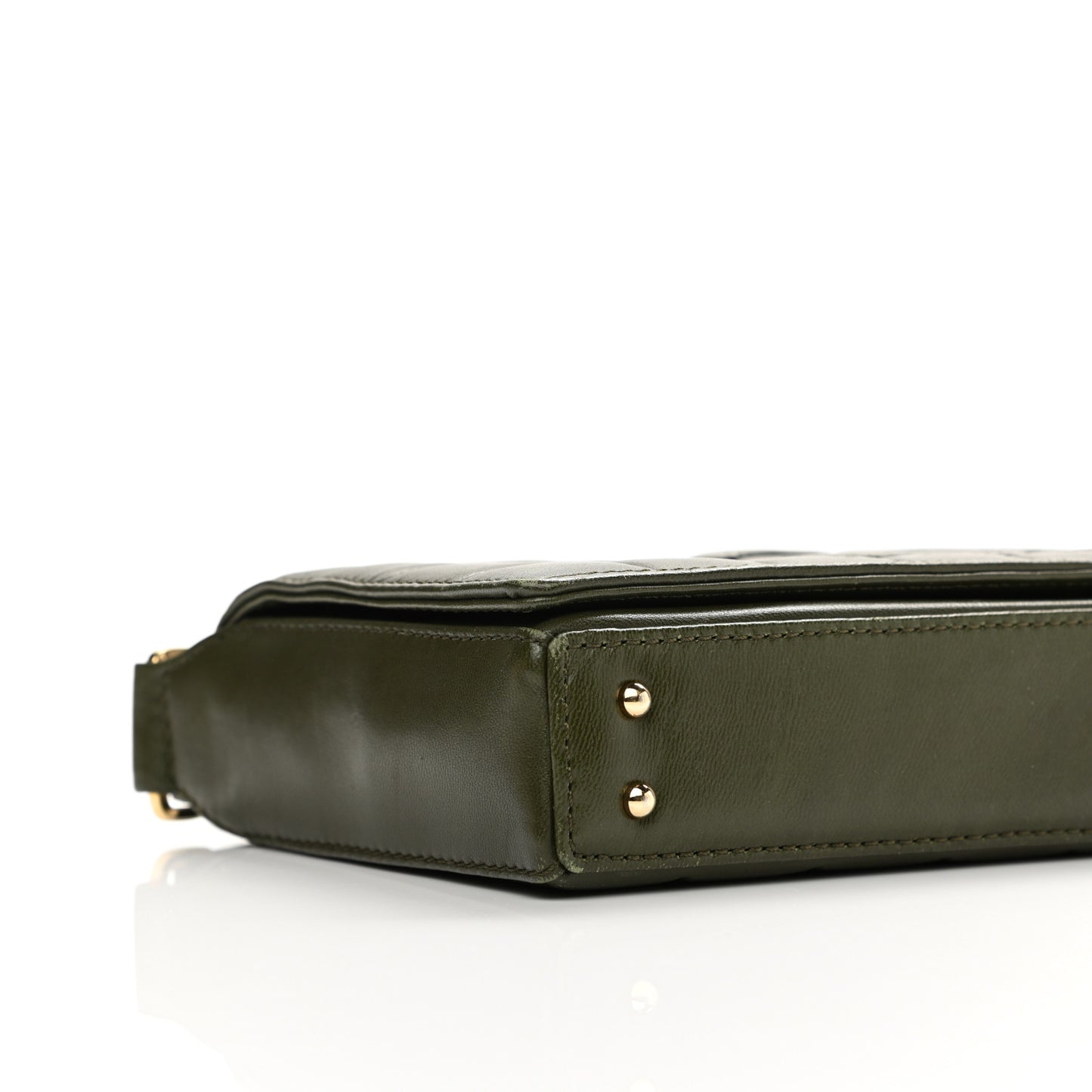 Lambskin Quilted CC Chocolate Bar Flap Green