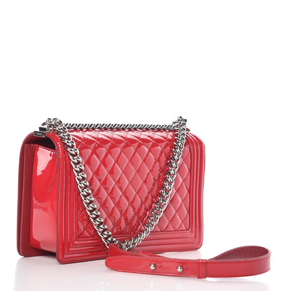 Chanel Patent Calfskin New Medium Plexiglass Boy Flap Red 3 of 9