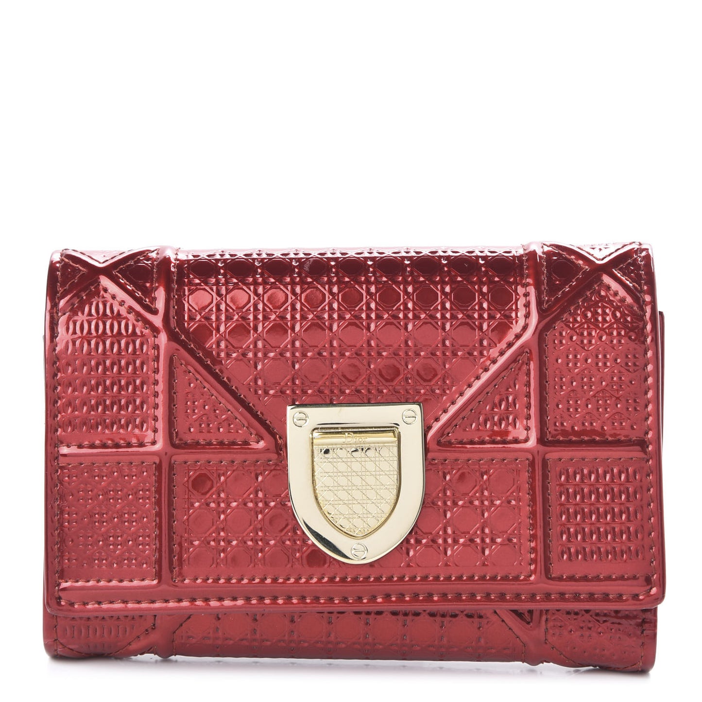 Metallic Patent Micro-Cannage Diorama Elancee Wallet Metal Rusty