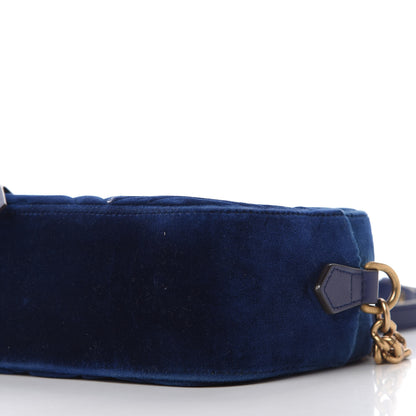 Gucci Velvet Matelasse Small GG Marmont Chain Shoulder Bag Cobalt 7 of 10