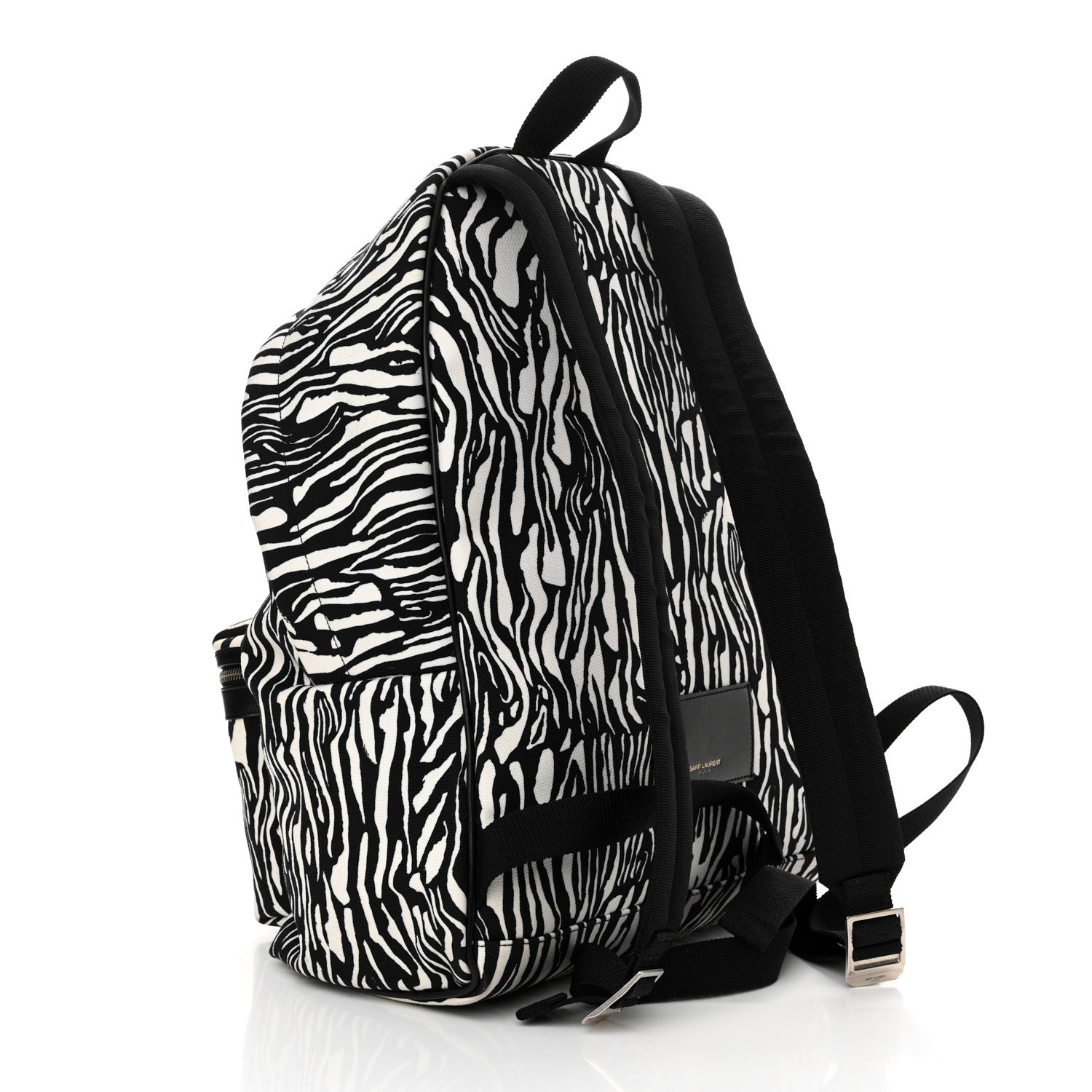 Saint Laurent Canvas Zebra Print City Backpack Black White 3 of 10