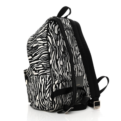 Saint Laurent Canvas Zebra Print City Backpack Black White 3 of 10