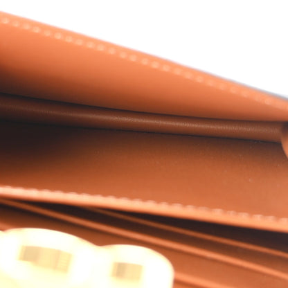 Celine Triomphe Canvas Calfskin Flap Card Holder Tan 5 of 8