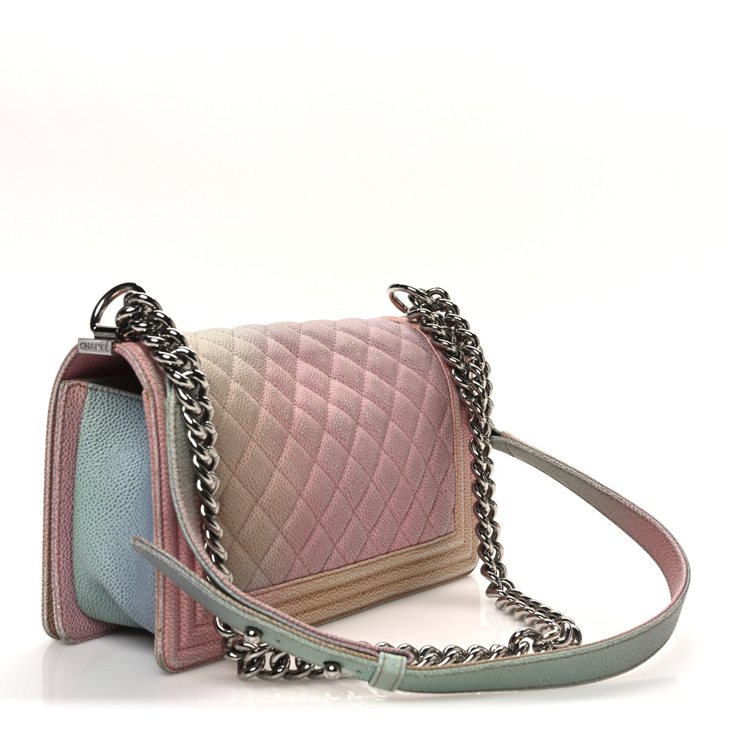 Chanel Caviar Quilted Medium Cuba Rainbow Boy Flap Pink Multicolor 3 of 11
