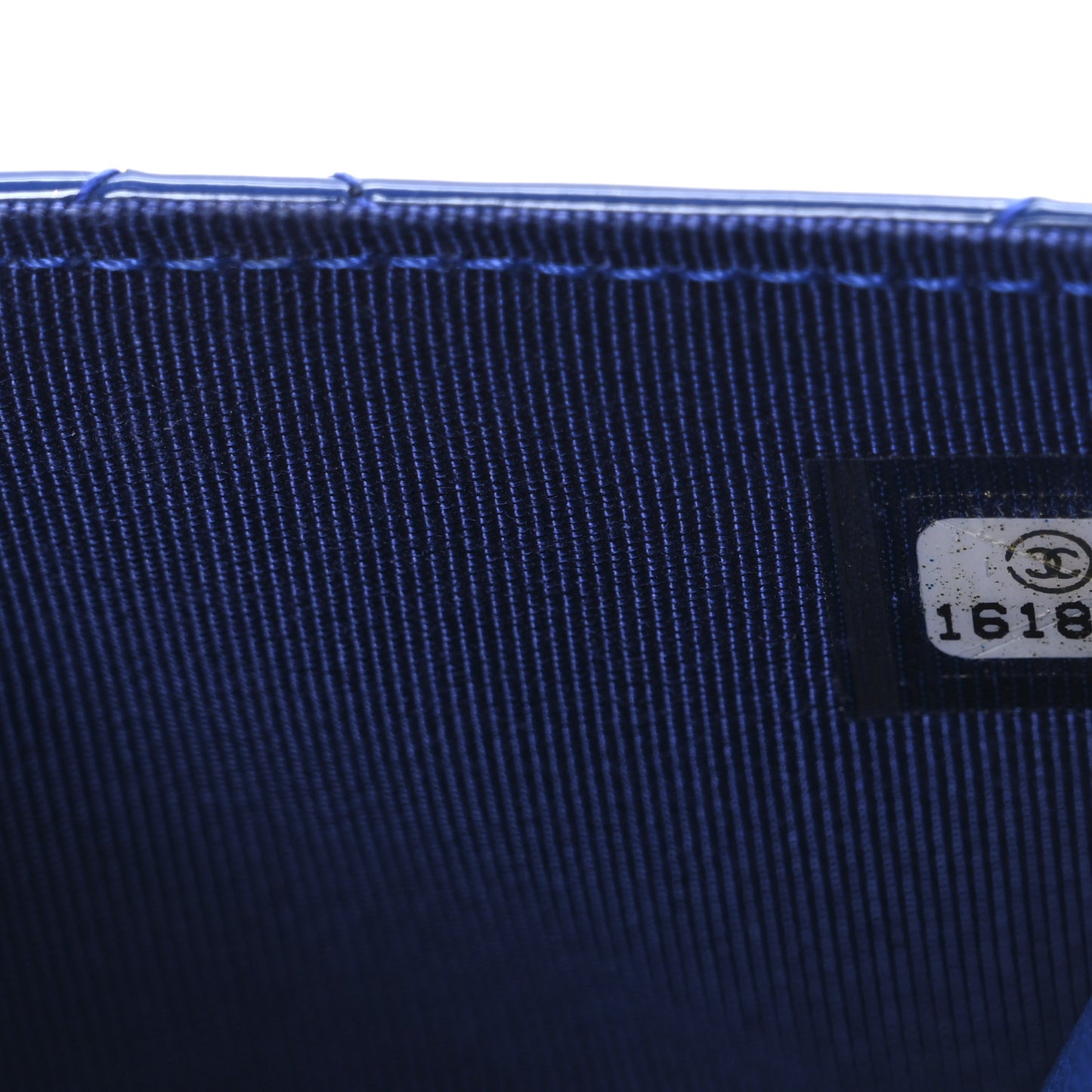 Patent Calfskin Quilted Wallet On Chain WOC Dark Blue