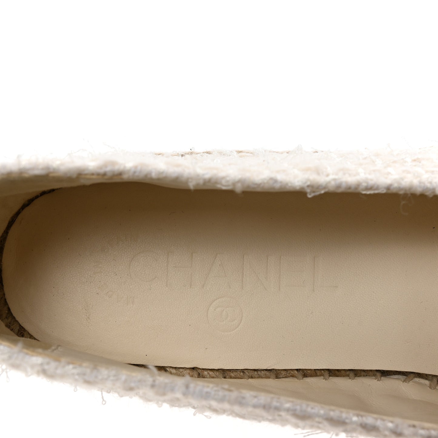 Tweed Grosgrain CC Espadrilles 39 White Black