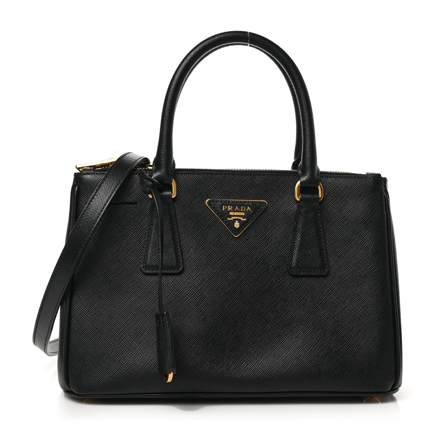 Saffiano Small Galleria Double Zip Tote Black