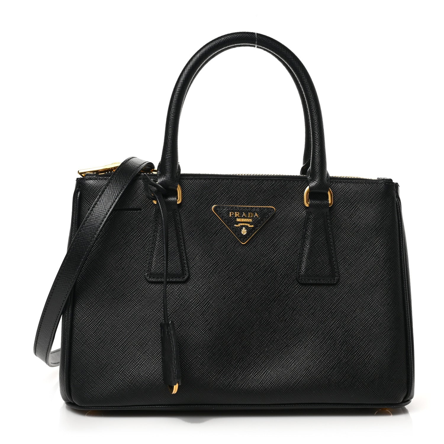 Prada Saffiano Small Galleria Double Zip Tote Black 1 of 9