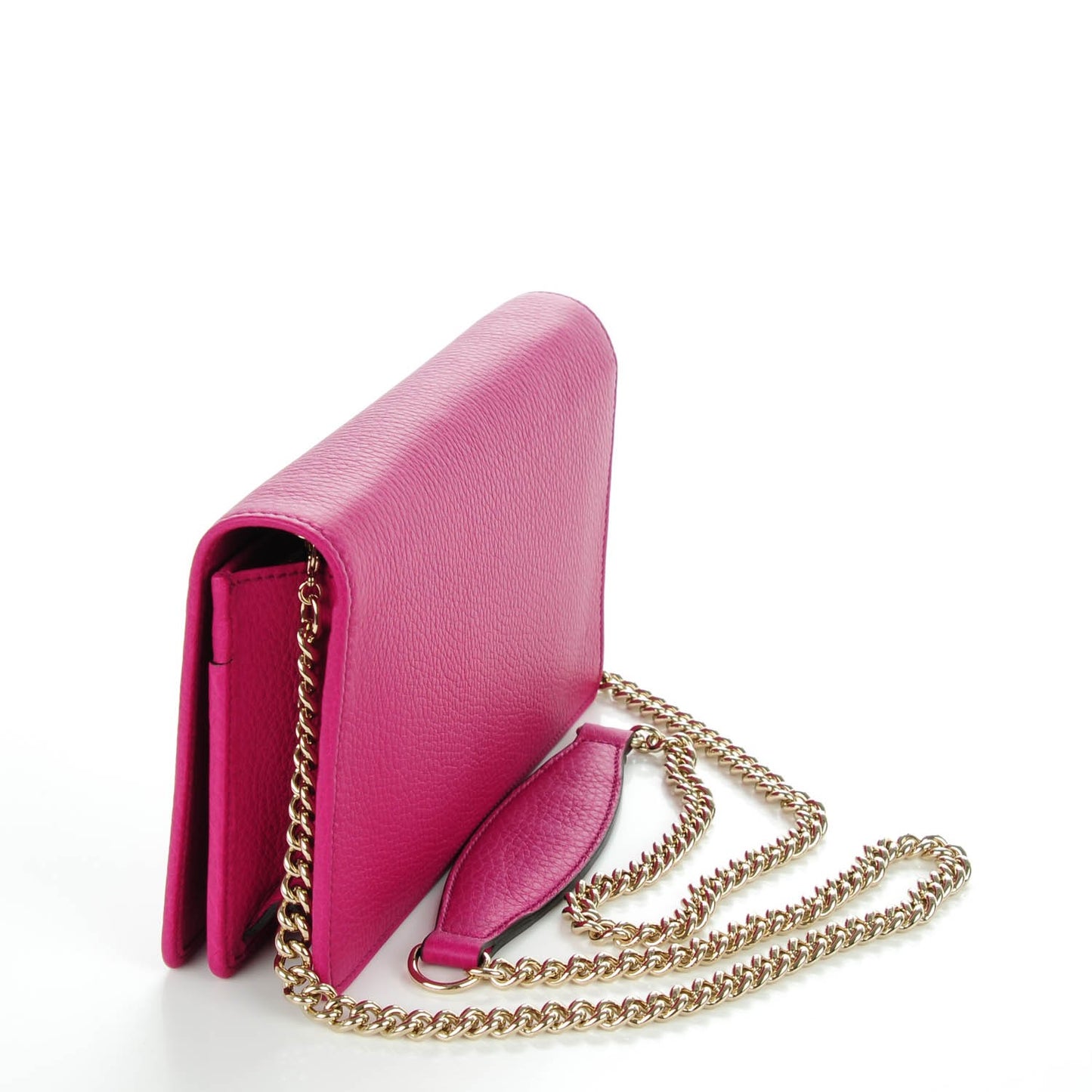 Pebbled Calfskin Soho Wallet on Chain Bright Bougainvillea