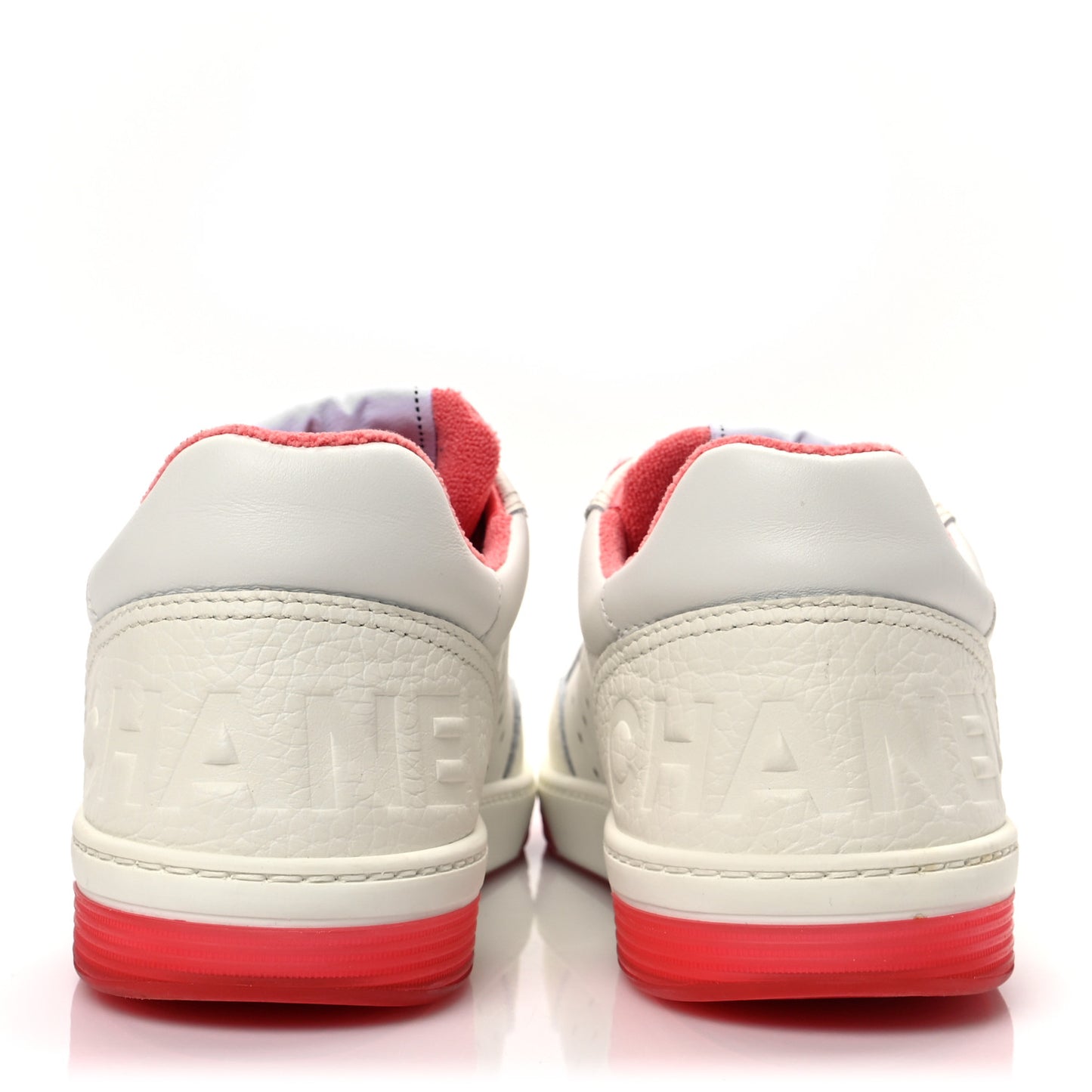 Grained Calfskin Fabric Womens Logo Sneakers 39 White Red