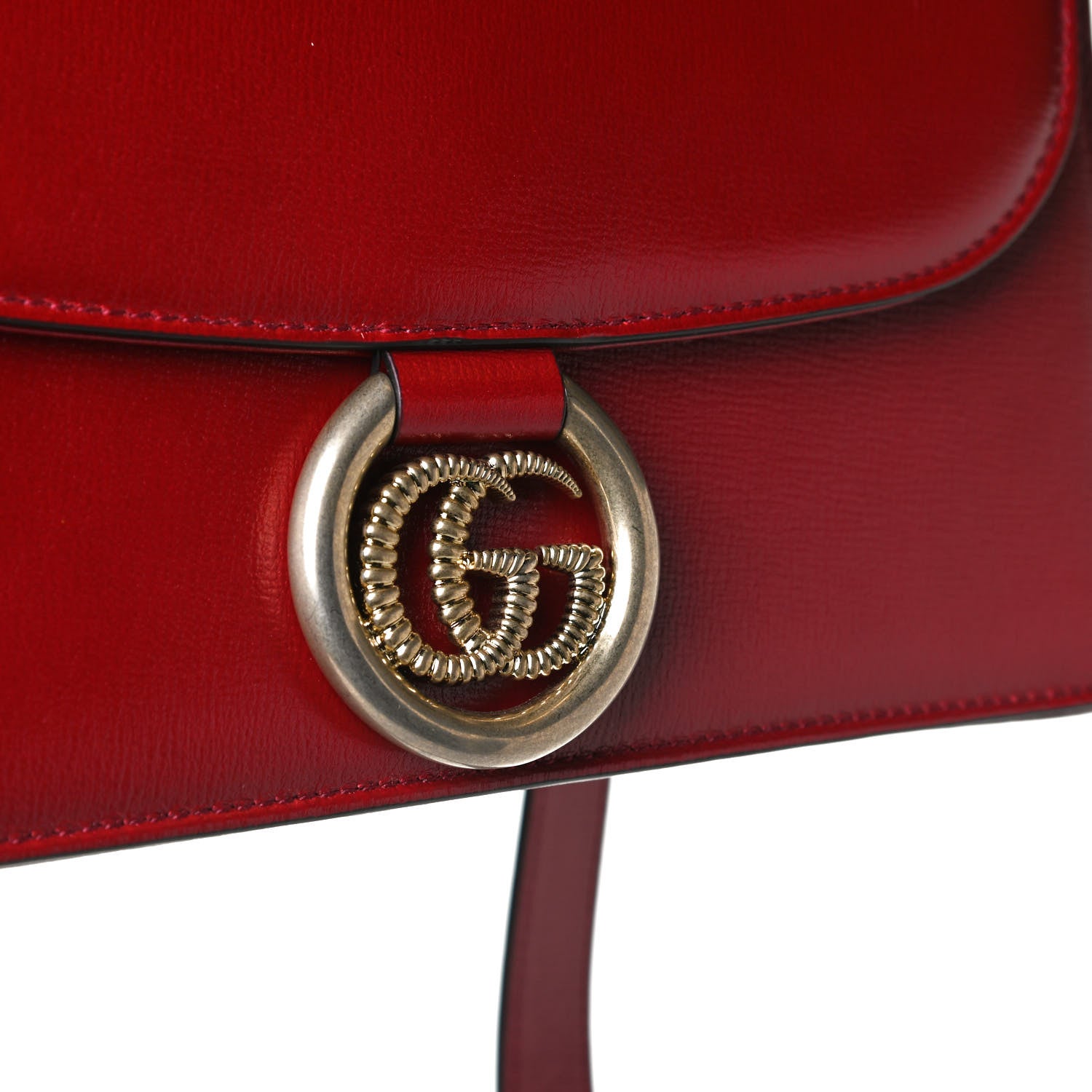 Gucci Textured Calfskin Small Torchon GG Ring Shoulder Bag New Cherry Red 12 of 14