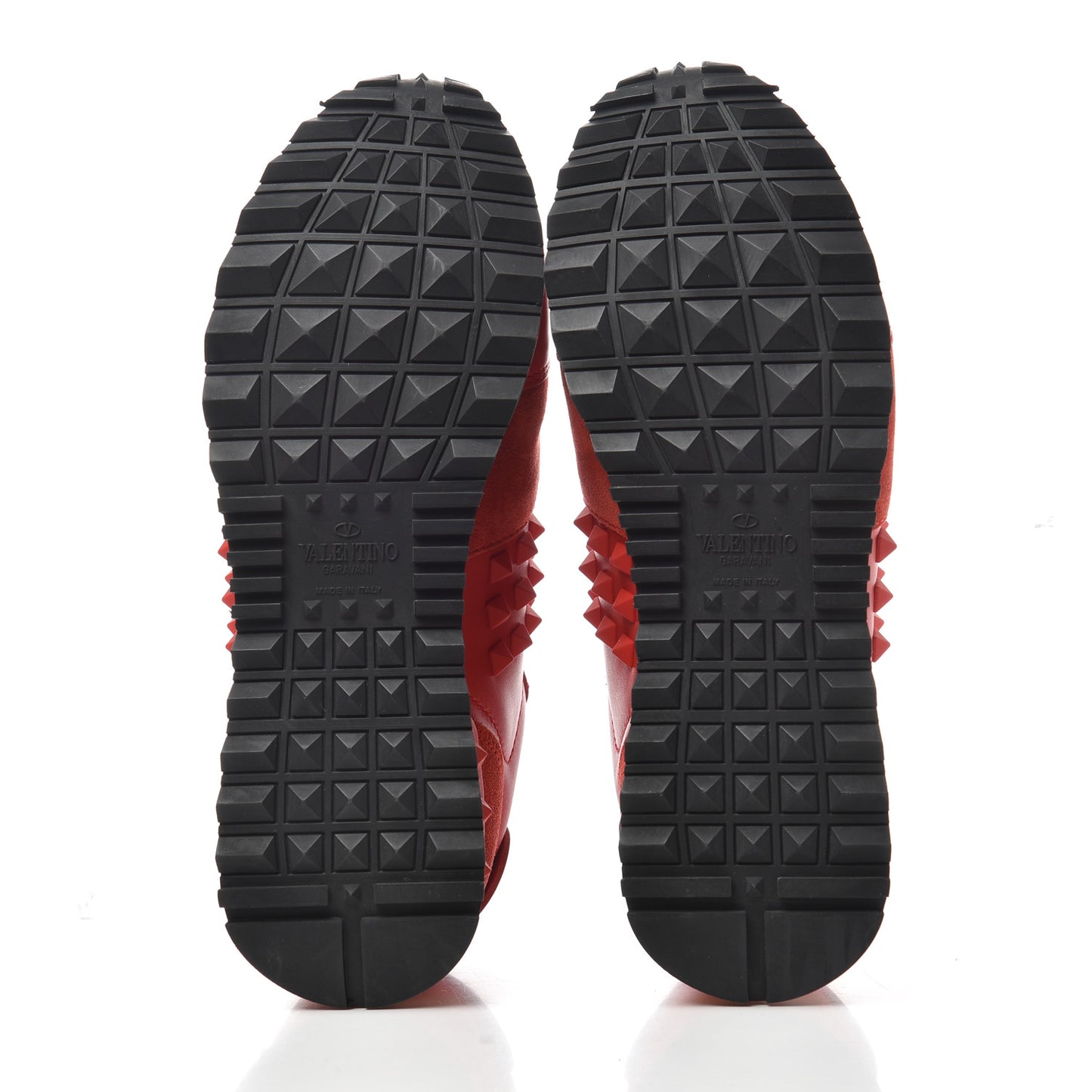 Calfskin Suede Rockstud Sneakers 36.5 Deep Orange