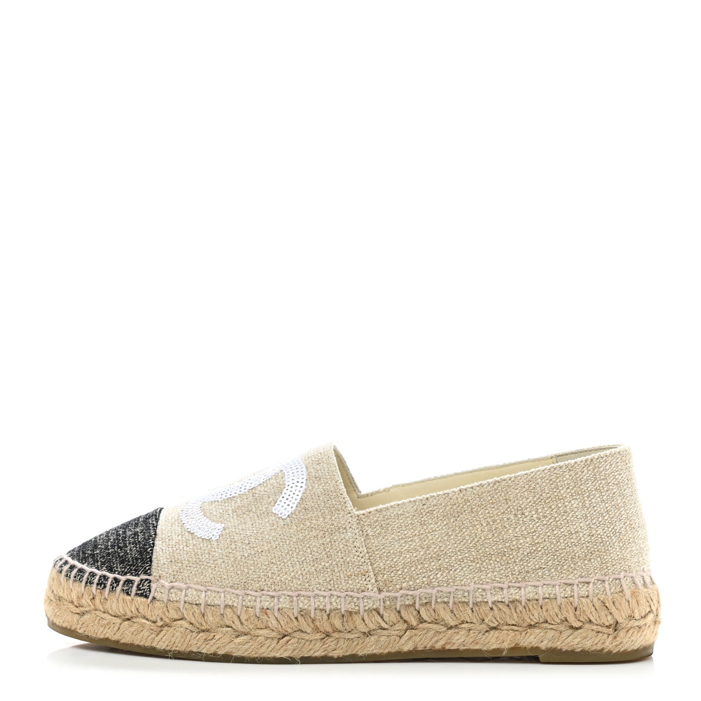 Toile Sequin CC Espadrilles 37 Beige Black