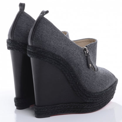 Christian Louboutin Flannel Rope Calfskin Deroba 140 Wedge Ankle Boots 39 Grey Black 4 of 8