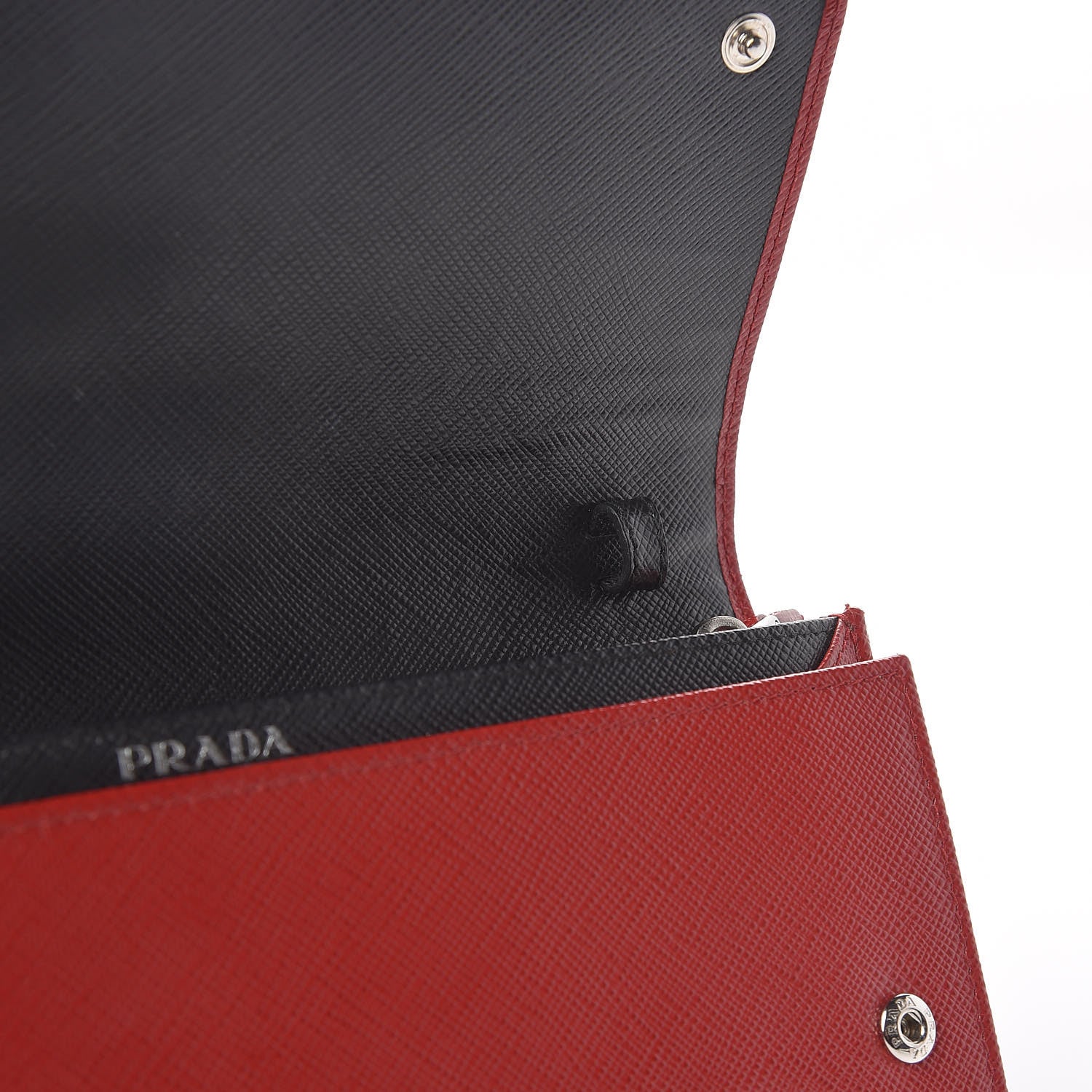 Prada Saffiano Bi Color Wallet on Chain Fuoco Black 17 of 19