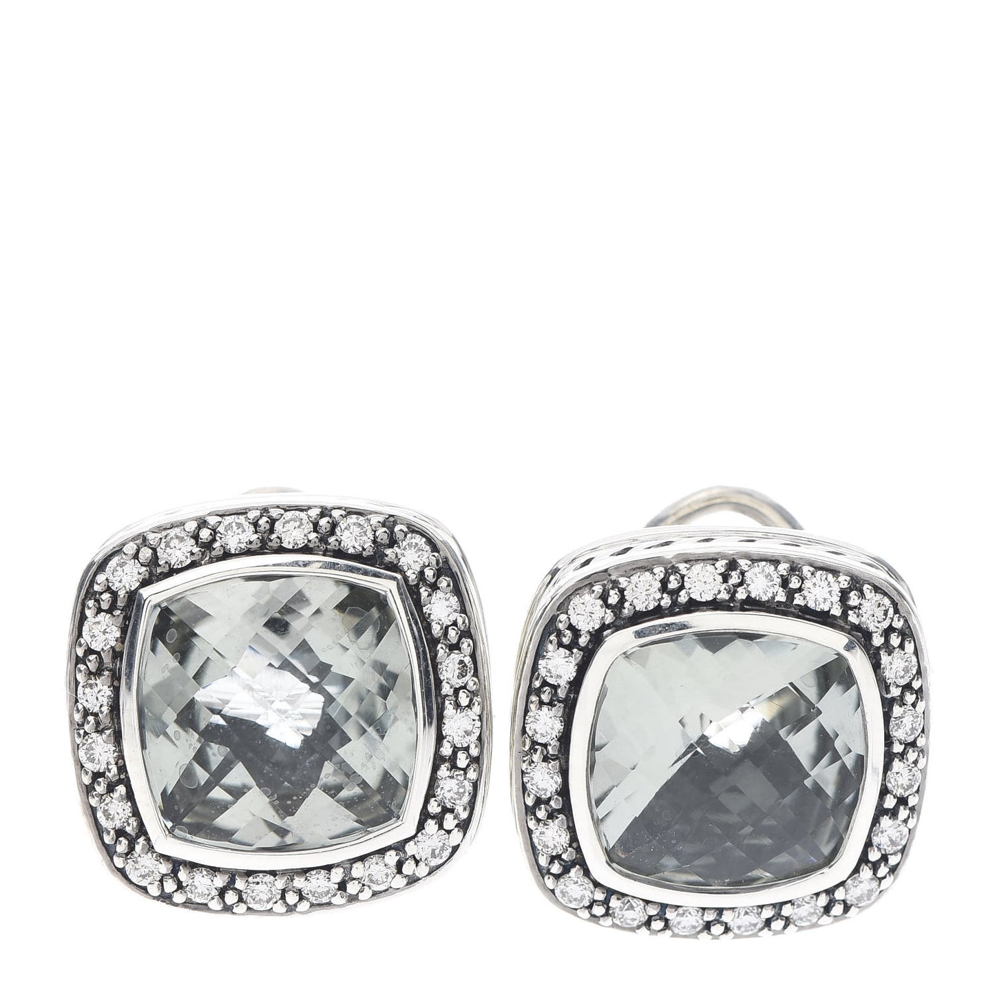 Sterling Silver Diamond Prasiolite 11mm Moonlight Ice Earrings