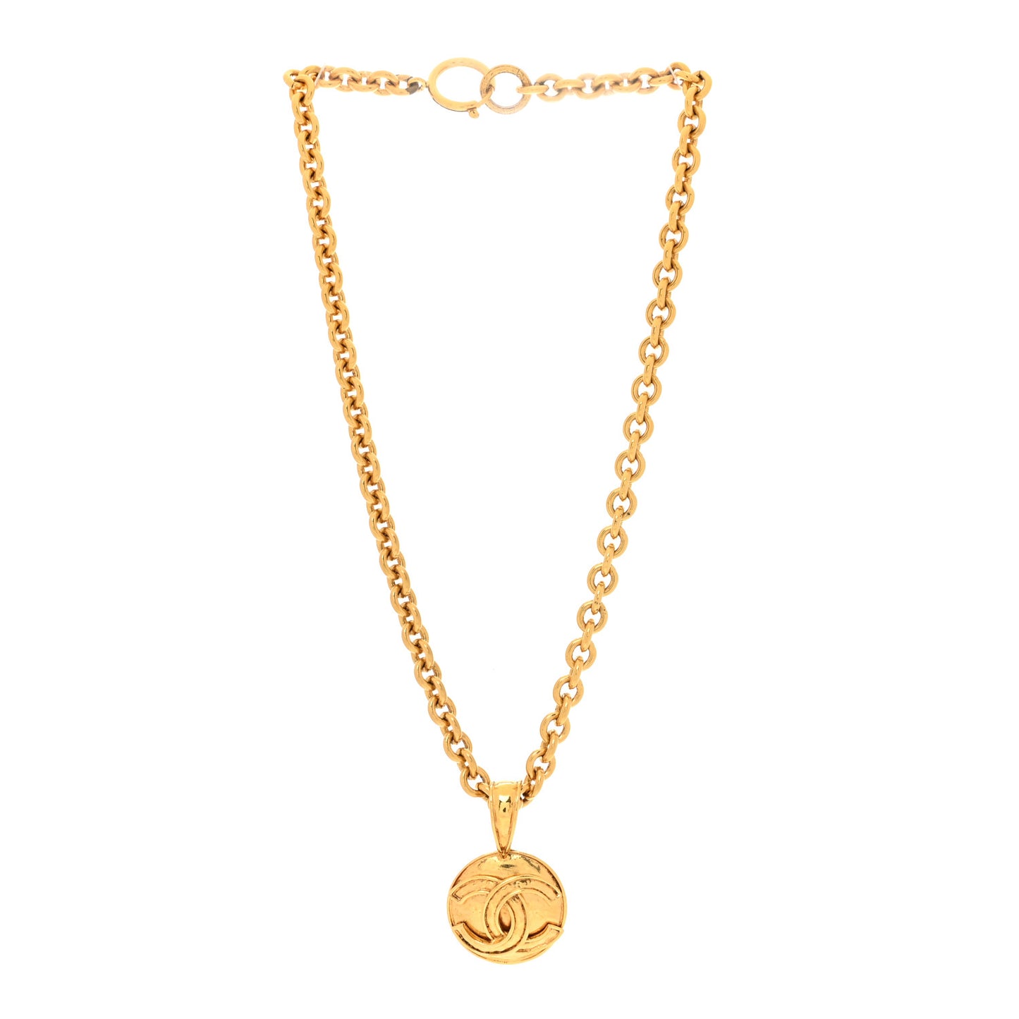 Metal CC Chain Pendant Necklace Gold