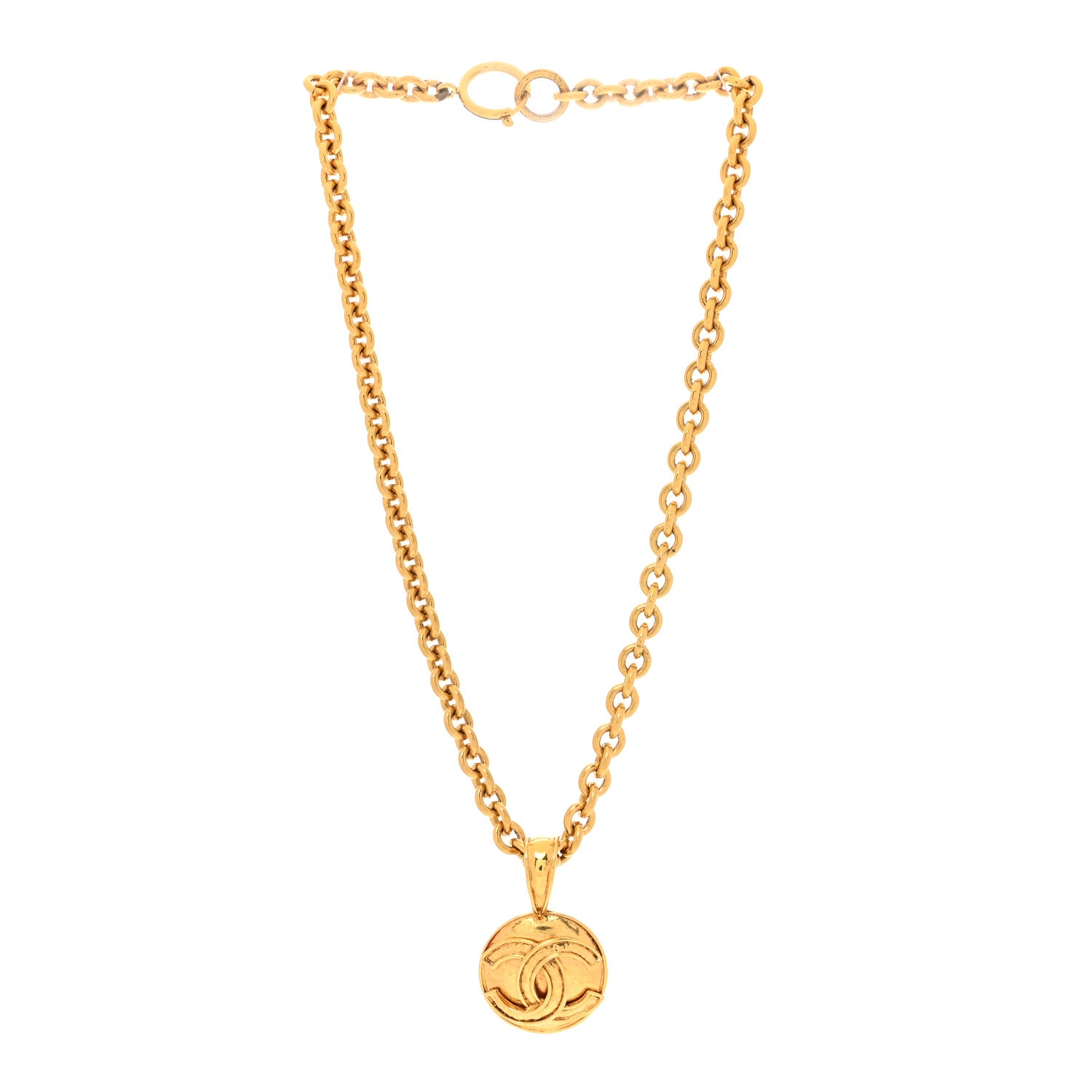 Chanel Metal CC Chain Pendant Necklace Gold 3 of 6
