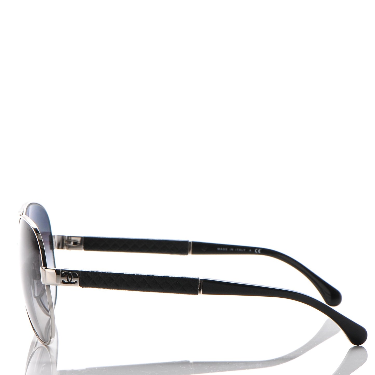 Lambskin Quilted CC Aviator Sunglasses 4195-Q Black SIlver