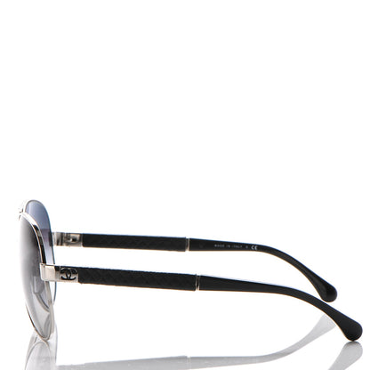Chanel Lambskin Quilted CC Aviator Sunglasses 4195-Q Black SIlver 2 of 6