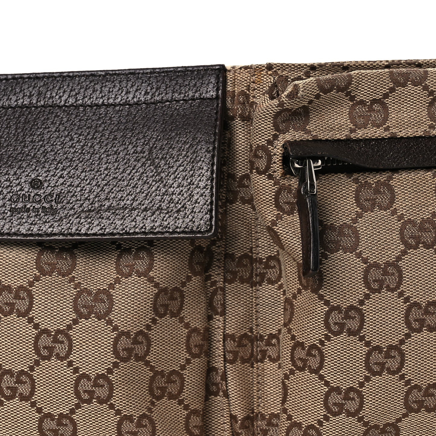 GG Monogram Double Pocket Belt Bag Dark Brown