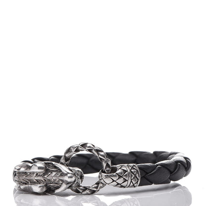 John Hardy Sterling Silver Leather Naga Dragon Legend Bracelet Black 3 of 6