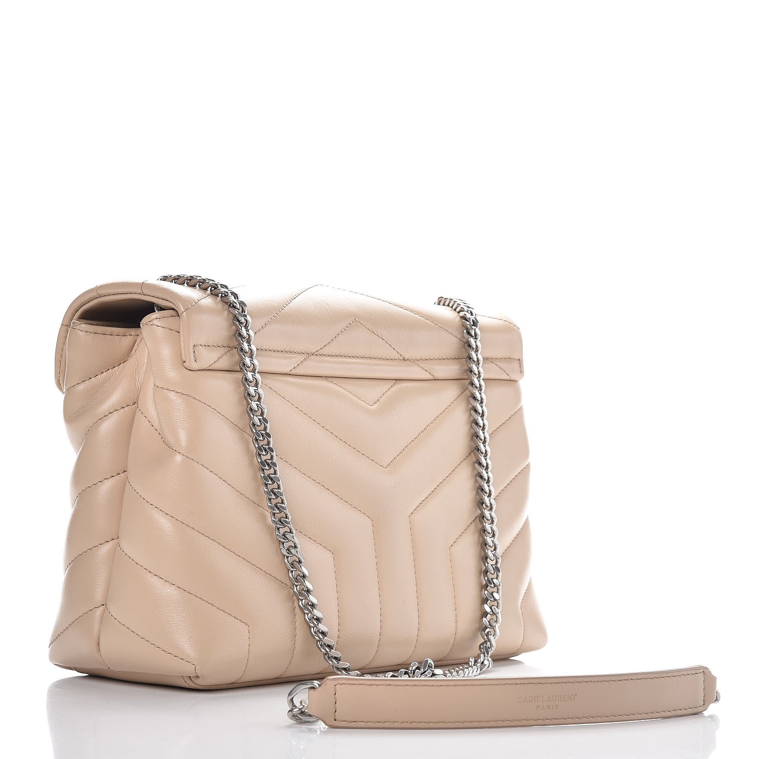 Saint Laurent Calfskin Y Quilted Monogram Small Loulou Chain Satchel Nude Powder 3 of 9