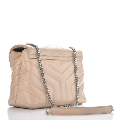 Saint Laurent Calfskin Y Quilted Monogram Small Loulou Chain Satchel Nude Powder 3 of 9