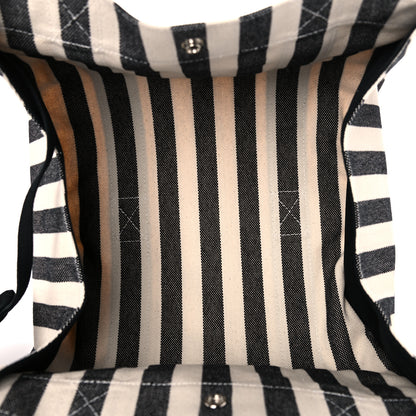 Hermes Canvas Striped Cannes Beach Bag PM Nacre Black 6 of 9