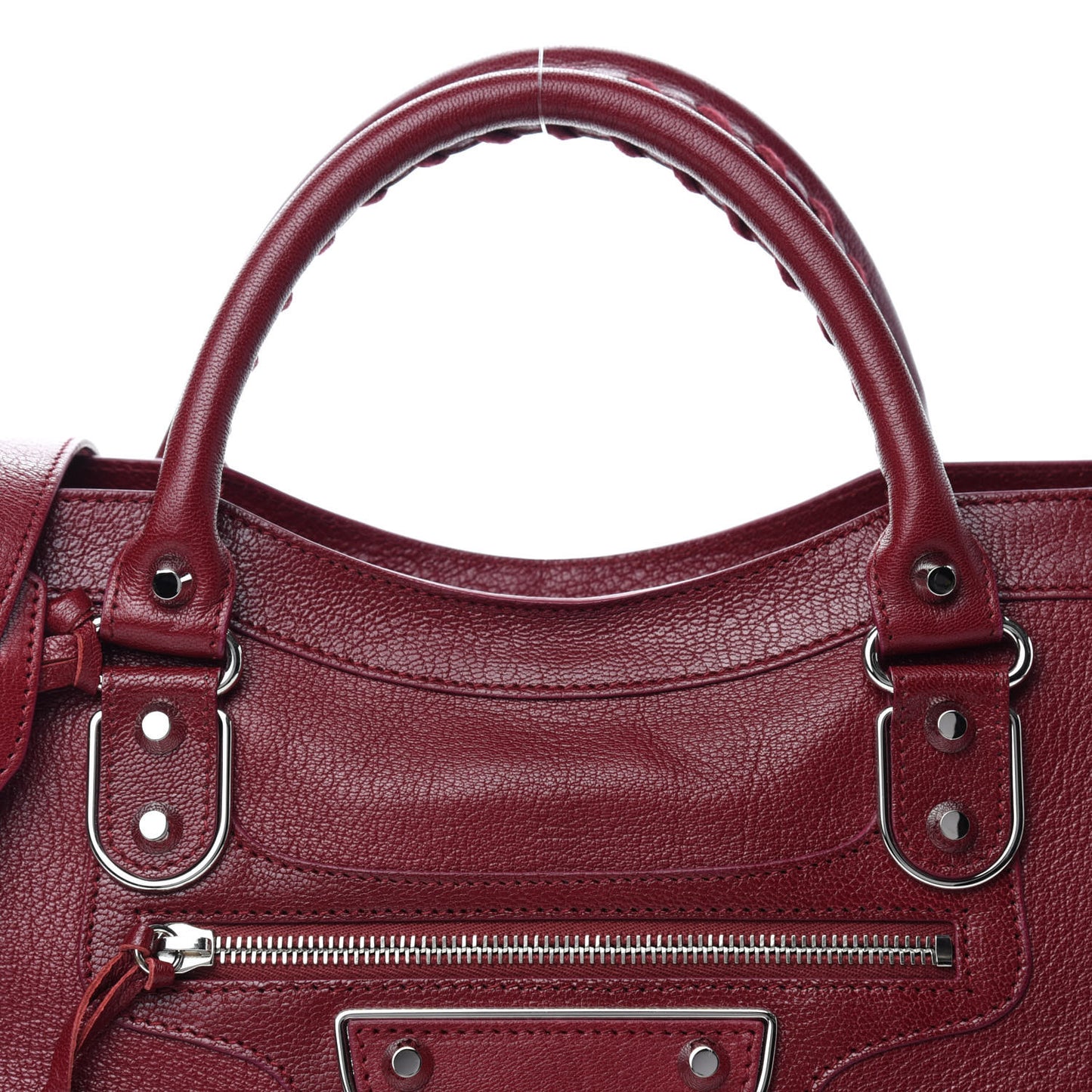 Chevre Silver Metallic Edge Hardware City Rouge Lie De Vin