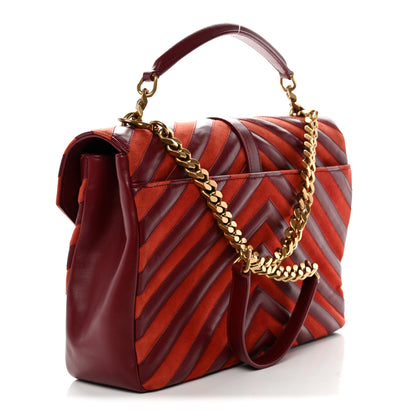 Saint Laurent Calfskin Suede Matelasse Chevron Large Monogram College Bag Burgundy 3 of 12