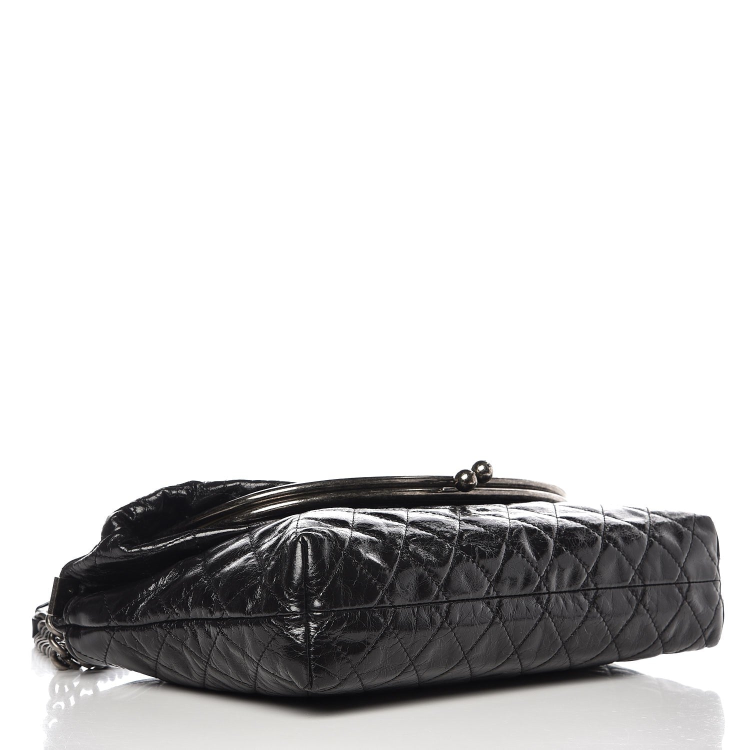 Chanel Glazed Calfskin Quilted Framed Shoulder Bag Black 4 of 7