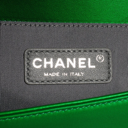 Chanel Metallic Calfskin Quilted Medium Boy Flap Green 7 of 8
