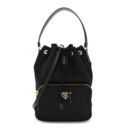 Prada Re-Nylon Saffiano Duet Bucket Crossbody Bag Black 1 of 10