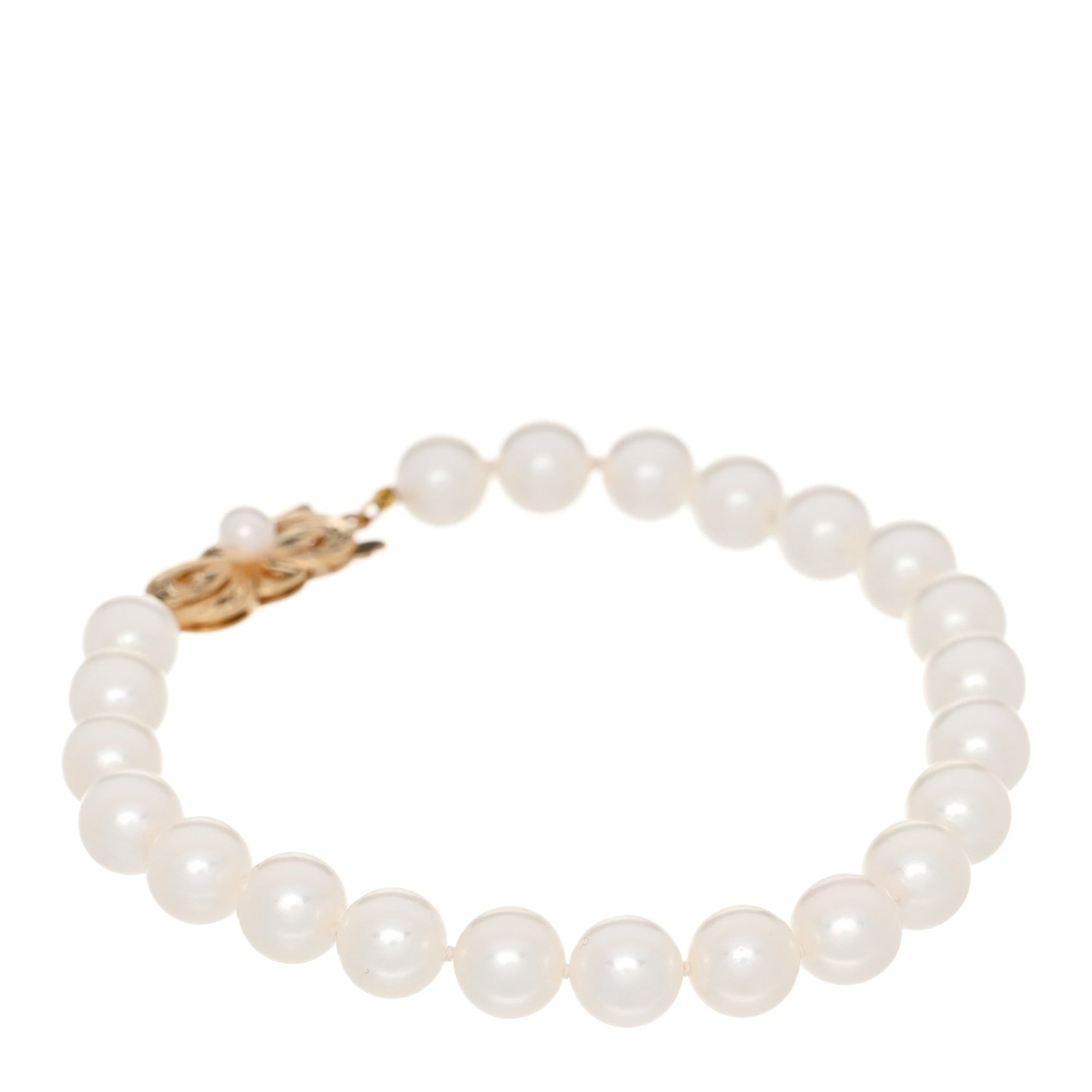 Mikimoto 18K Yellow Gold Akoya Cultured Pearl 7mm Strand Bracelet 2 of 3