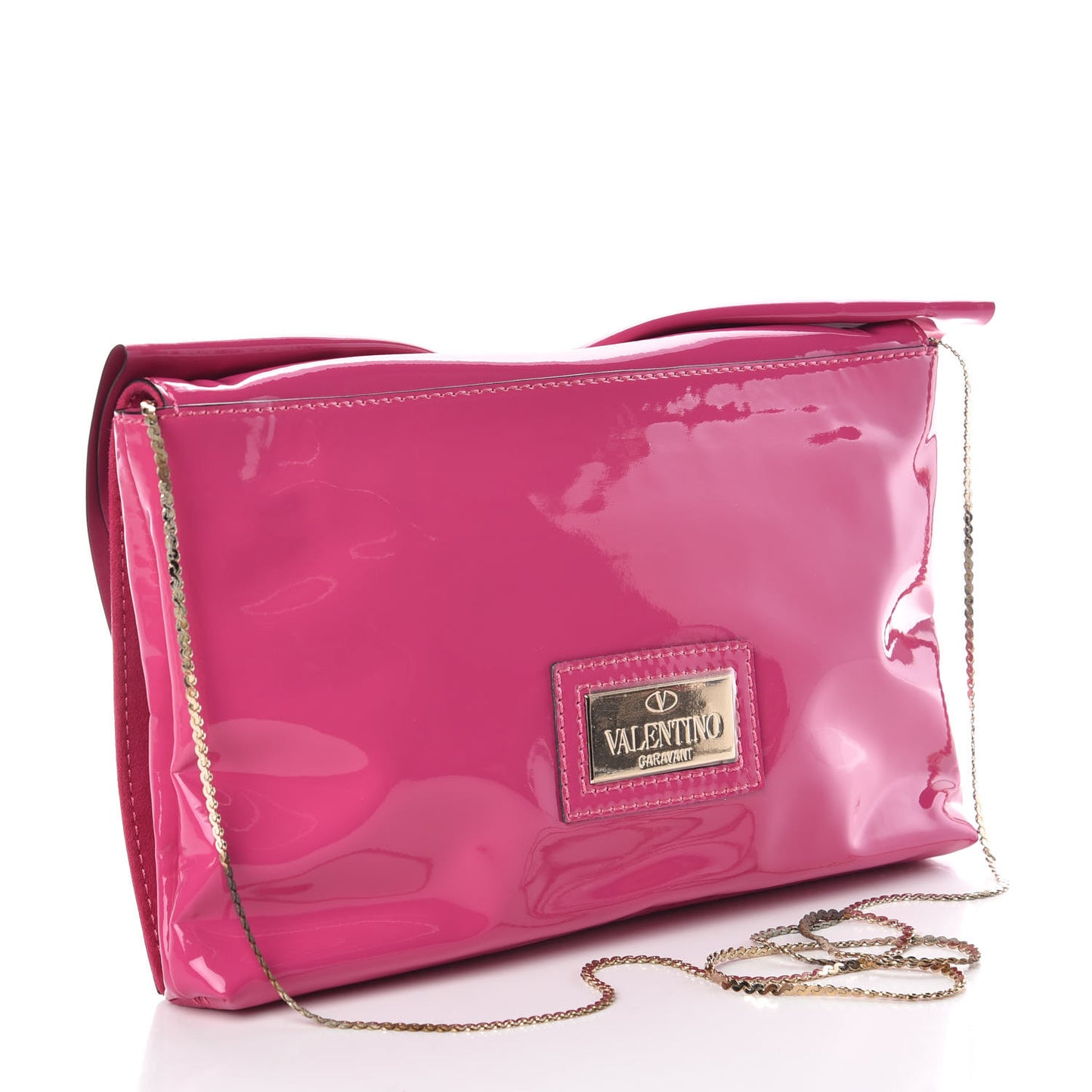 Patent Lacca Bow Clutch Pop Fuxia