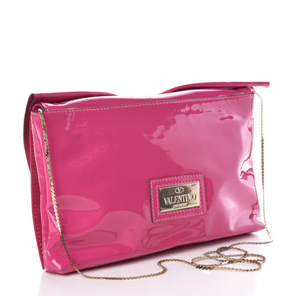 Valentino Garavani Patent Lacca Bow Clutch Pop Fuxia 3 of 9