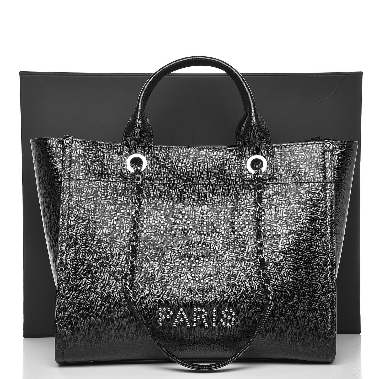 Caviar Small Studded Deauville Tote Black