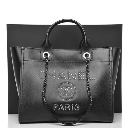 Chanel Caviar Small Studded Deauville Tote Black 9 of 9
