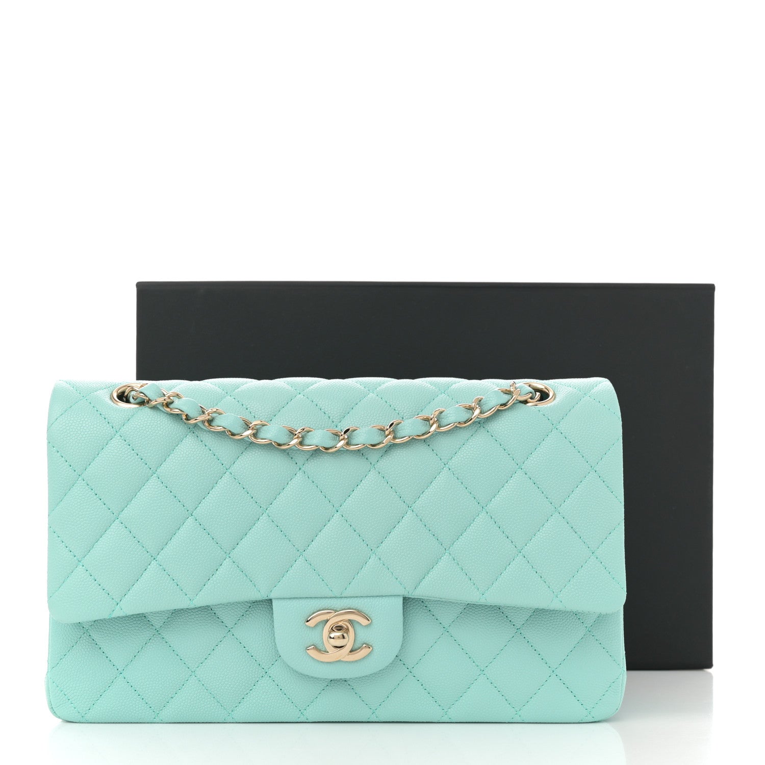 Chanel Lambskin Quilted Medium Double Flap Light Blue 13 of 13