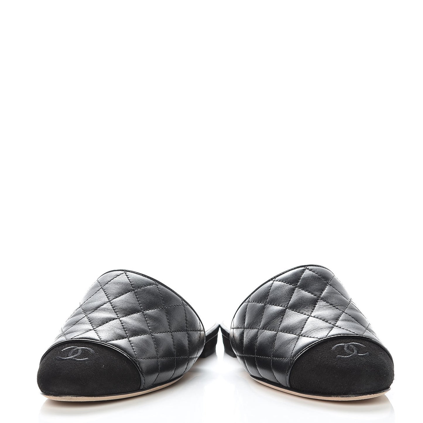 Lambskin Kid Suede Quilted Mules 36 Black