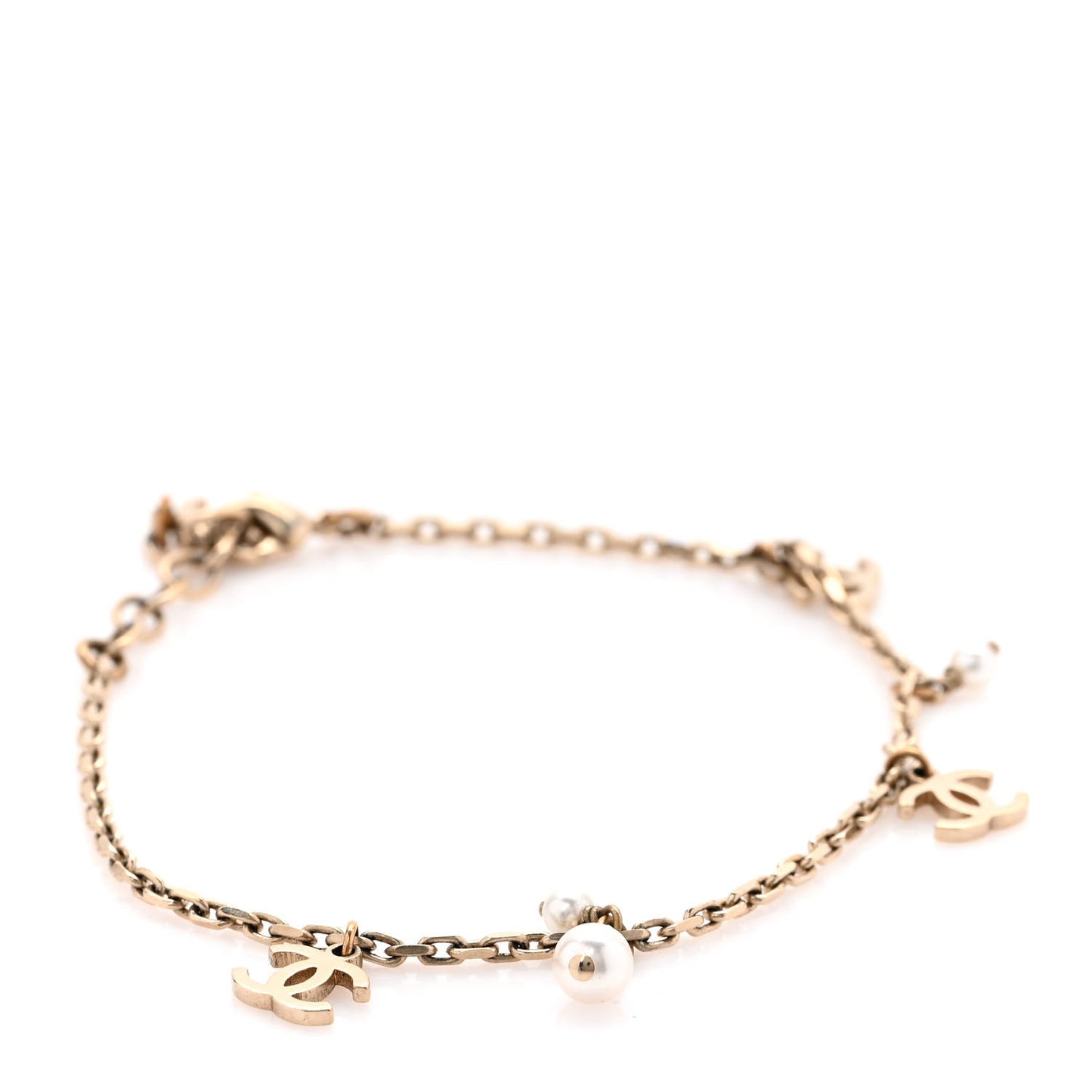 Pearl CC Chain Anklet Gold