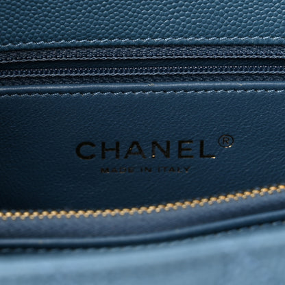 Chanel Caviar Quilted Lizard Embossed Small Coco Handle Flap Blue 5 of 9