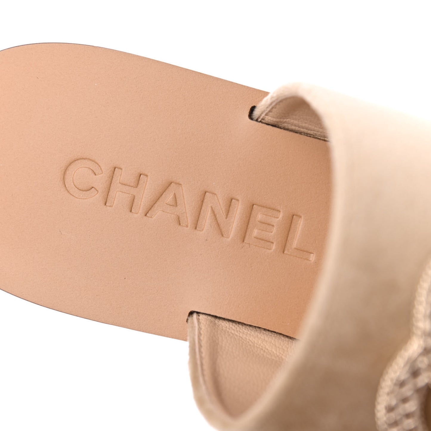 Velvet Chain Mule Sandals 37 Beige