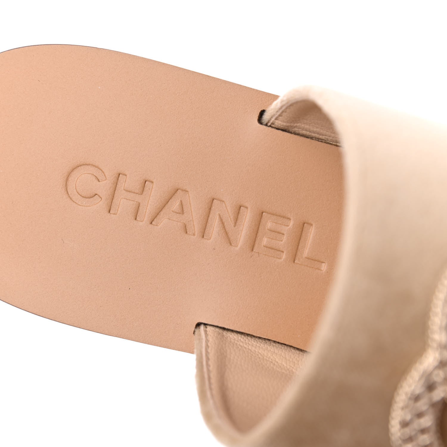 Chanel Velvet Chain Mule Sandals 37 Beige 6 of 16