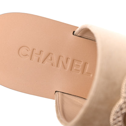 Chanel Velvet Chain Mule Sandals 37 Beige 6 of 16