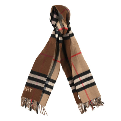 Burberry Wool Cashmere Vintage Check Fringe Scarf Dark Birch Brown 1 of 3